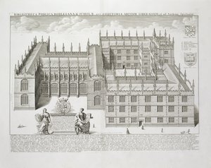 Biblioteca Bodleian, Oxford, de &39;Oxonia Illustrata&39;, publicada em 1675